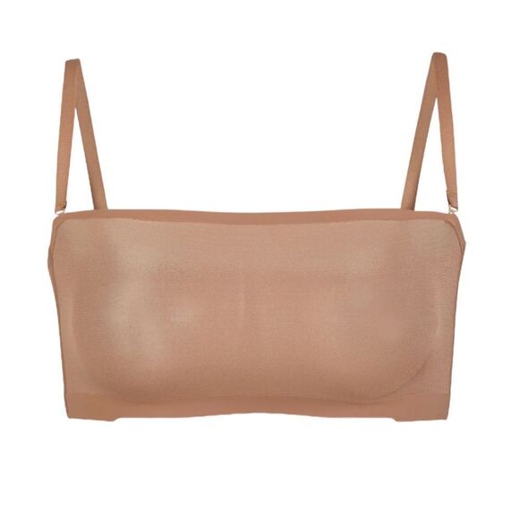 NWT SKIMS Sheer Sculpt Bandeau Neutral In Sienna With Straps Bralette - Picture 5 of 10